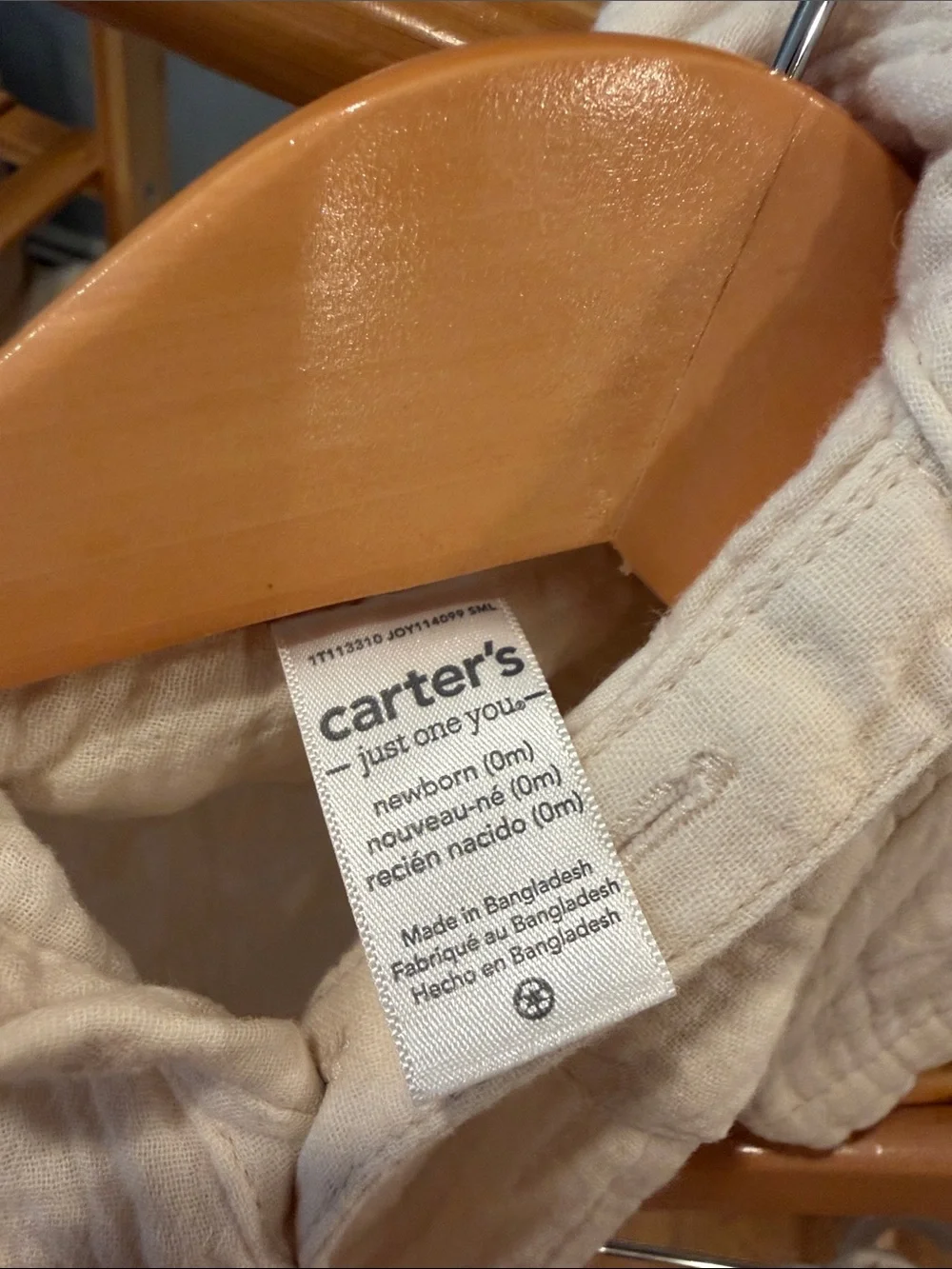 Carter's New Born Cream Collared Button-Down Shirt & Shorts Set
